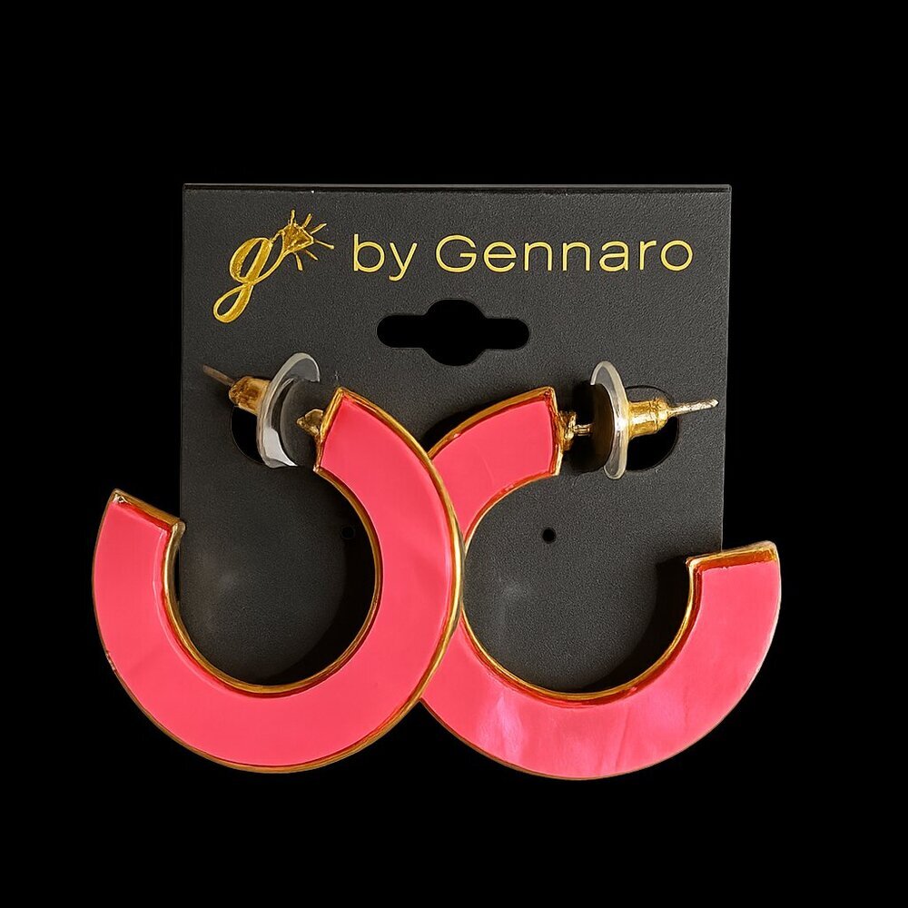 g by‎ Gennaro Pink Marble Enamel Gold Tone Hoops